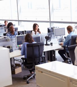 Diverse people working in office