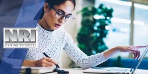 woman working on a laptop