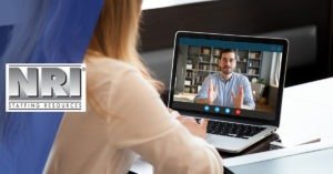 Virtual meeting on a laptop